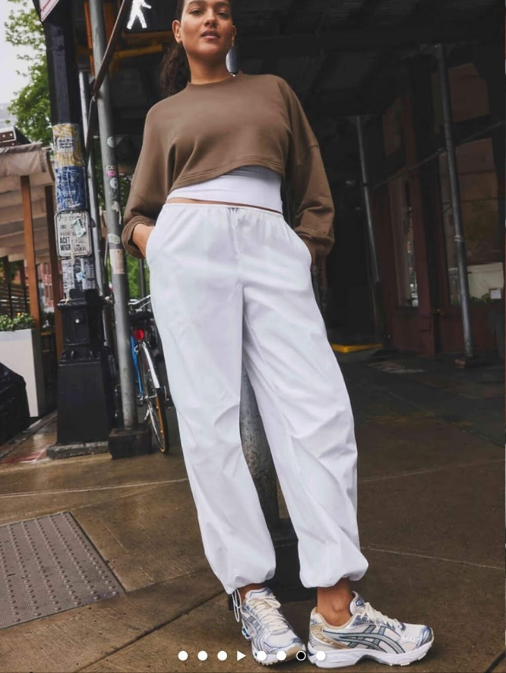 🌻 Athleta, White, Elastic Waist, Midday Low-rise Poplin Pants